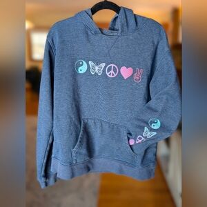 Kid's Graphic Hoodie with Peace Symbols Size 10/12